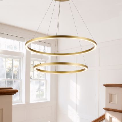 Brilagi - aptumšojama LED lustra uz troses PORTOFINO LED/98W/230V 3000-6000K Ø 80 cm zelta + ar tālvadības pulti