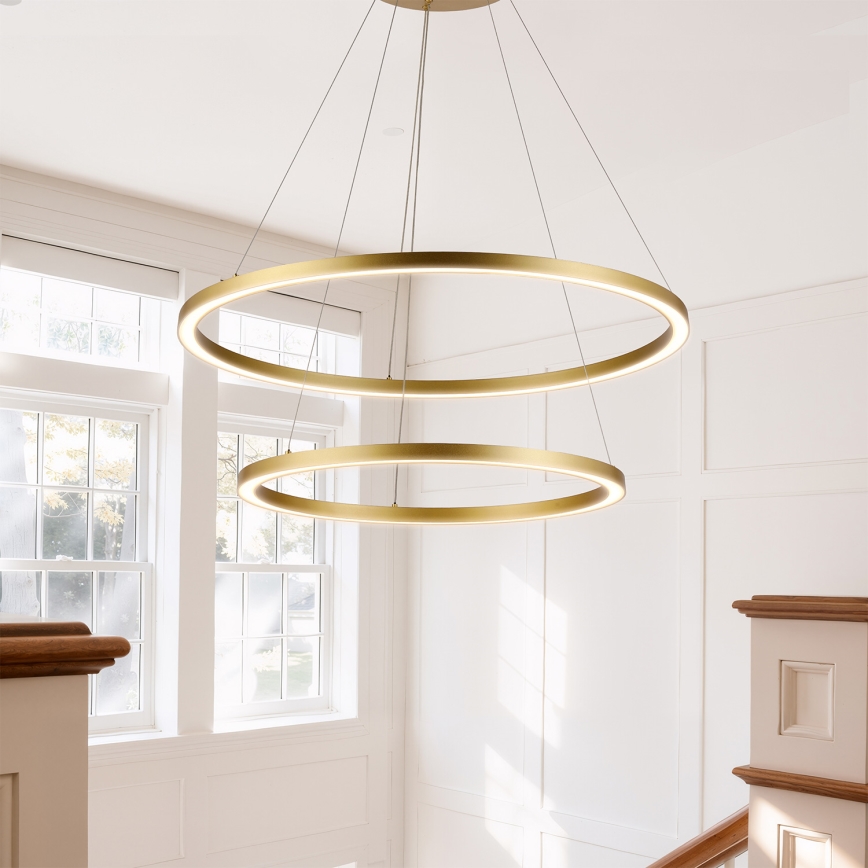 Brilagi - aptumšojama LED lustra uz troses PORTOFINO LED/98W/230V 3000-6000K Ø 80 cm zelta + ar tālvadības pulti