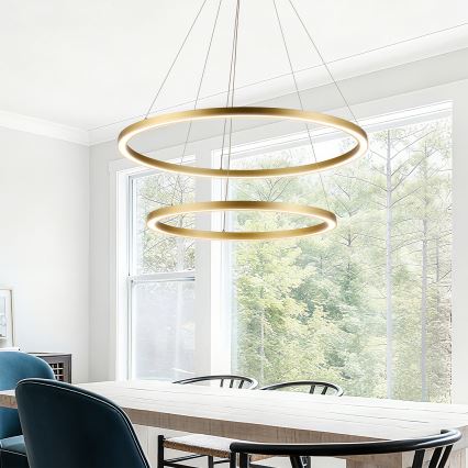 Brilagi - aptumšojama LED lustra uz troses PORTOFINO LED/98W/230V 3000-6000K Ø 80 cm zelta + ar tālvadības pulti