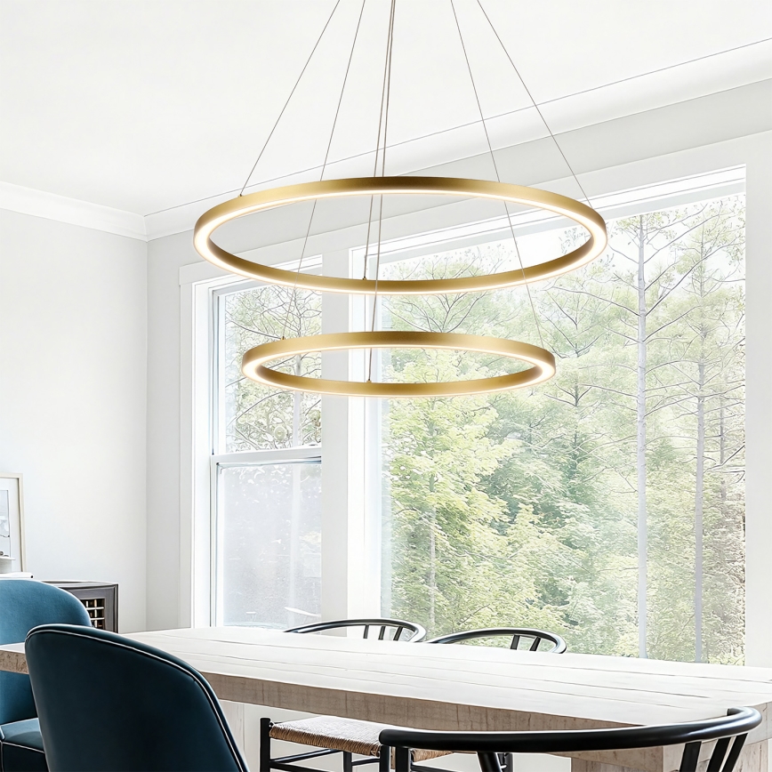 Brilagi - aptumšojama LED lustra uz troses PORTOFINO LED/98W/230V 3000-6000K Ø 80 cm zelta + ar tālvadības pulti
