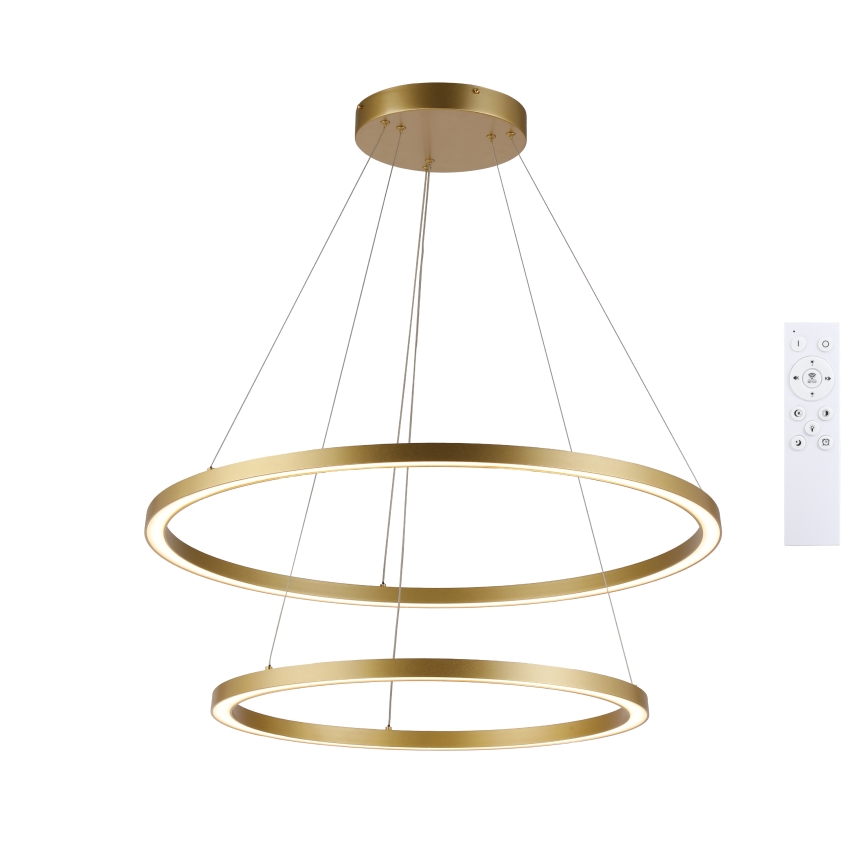 Brilagi - aptumšojama LED lustra uz troses PORTOFINO LED/98W/230V 3000-6000K Ø 80 cm zelta + ar tālvadības pulti
