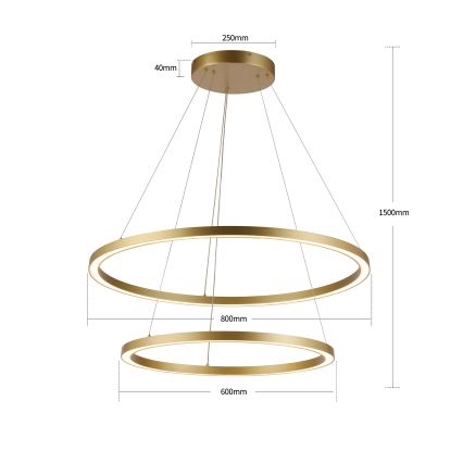 Brilagi - aptumšojama LED lustra uz troses PORTOFINO LED/98W/230V 3000-6000K Ø 80 cm zelta + ar tālvadības pulti