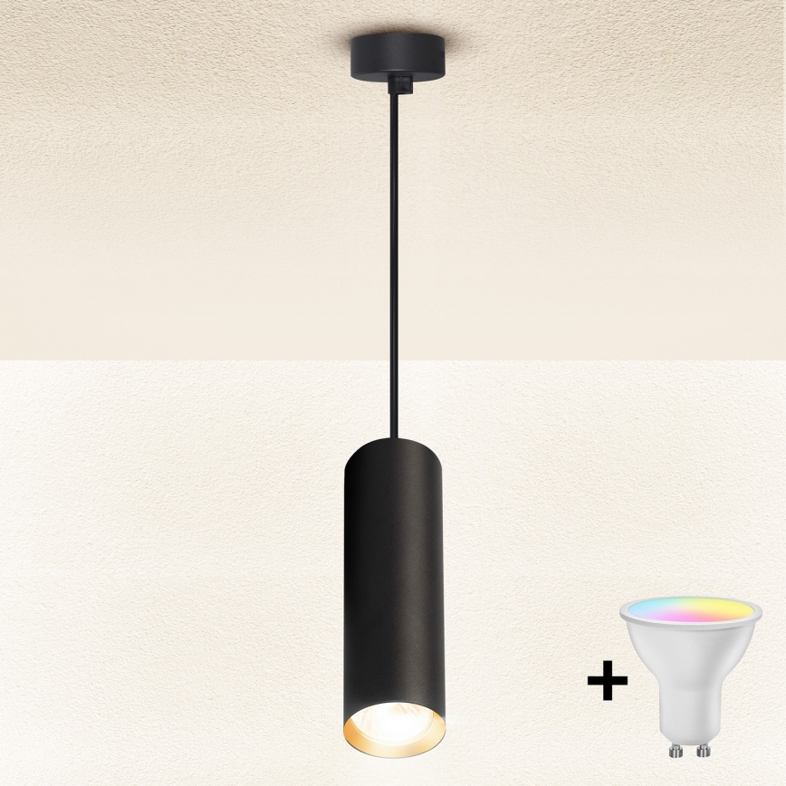 Brilagi - regulējama LED RGBW lustra uz kabeļa SELE 1xGU10/6,5W/230V 2700-6500K melna/zelta