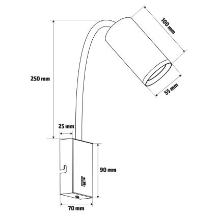 Brilagi - Regulējama sienas lampa SELE 1xGU10/30W/230V balta/ozola dekors