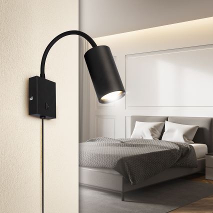 BRILAGI - Pielāgojama sienas lampa ar slēdzi SELE 1xGU10/30W/230V melna
