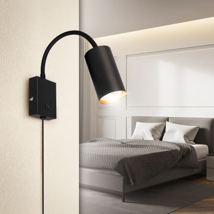 BRILAGI - Lokana sienas lampa ar slēdzi SELE 1xGU10/30W/230V, melna/zelta