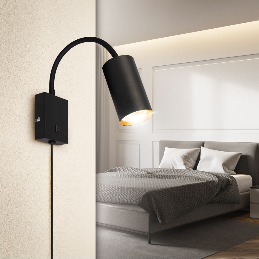 BRILAGI - Lokana sienas lampa ar slēdzi SELE 1xGU10/30W/230V, melna/zelta