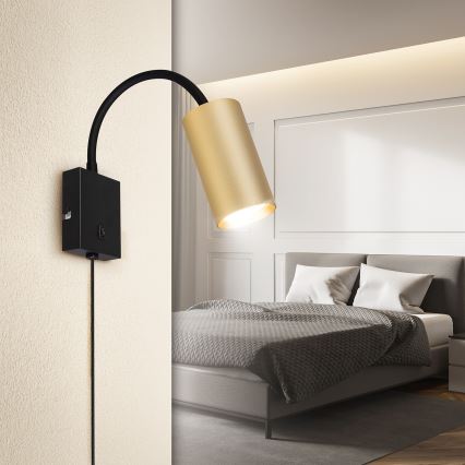 BRILAGI - Regulējama sienas lampa ar slēdzi SELE 1xGU10/30W/230V melna/zelta