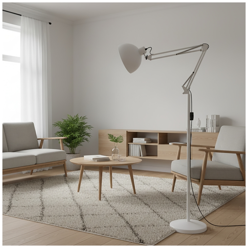 Brilagi - Regulējama stāvlampa TASKER 1xE27/60W/230V 157 cm balta