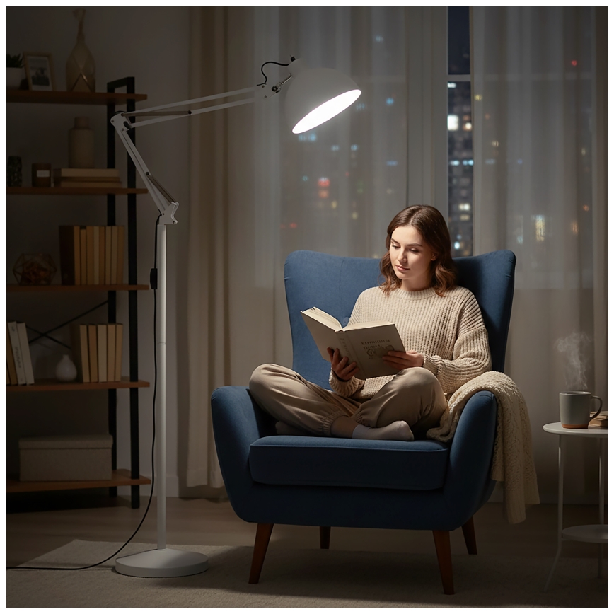 Brilagi - Regulējama stāvlampa TASKER 1xE27/60W/230V 157 cm balta