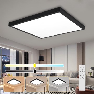 Brilagi - Regulējama vannas plafona lampa FRAME SMART LED/50W/230V 60x60 cm 3000-6000K IP44 melna + tālvadības pults