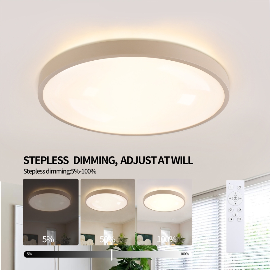 Brilagi - LED aptumšojams griestu gaismeklis GLASS POOL DOUBLE LED/60W/230V 3000-6000K 50 cm bēšs + tālvadības pults