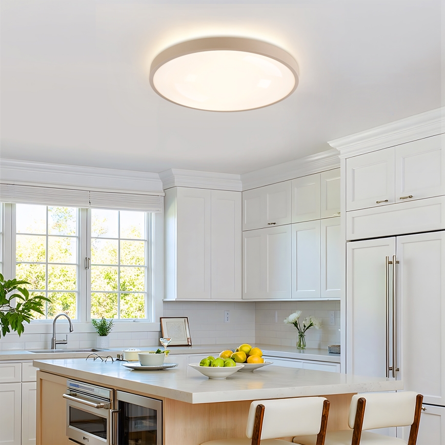 Brilagi - LED aptumšojams griestu gaismeklis GLASS POOL DOUBLE LED/60W/230V 3000-6000K 50 cm bēšs + tālvadības pults