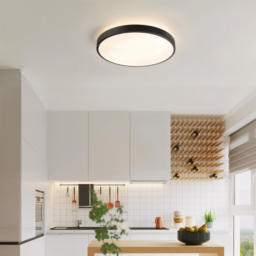 Brilagi - LED aptumšojams griestu gaismeklis GLASS POOL DOUBLE LED/48W/230V 3000-6000K 40 cm melns + tālvadības pults