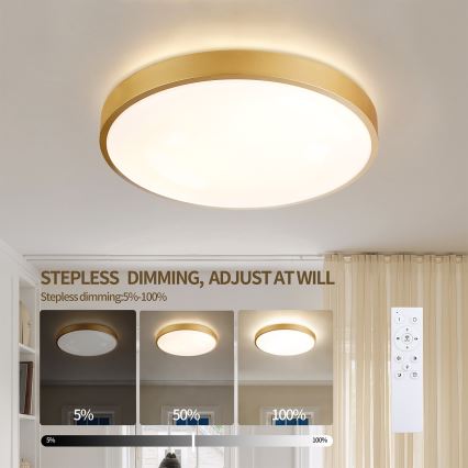 Brilagi - Aptumšojams LED griestu gaismeklis GLASS POOL DOUBLE LED/48W/230V 3000-6000K 40 cm zelta + tālvadības pults