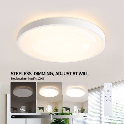 Brilagi - LED ar regulējamu spilgtumu griestu gaismeklis GLASS POOL DOUBLE LED/60W/230V 3000-6000K 50 cm balts + tālvadības pults
