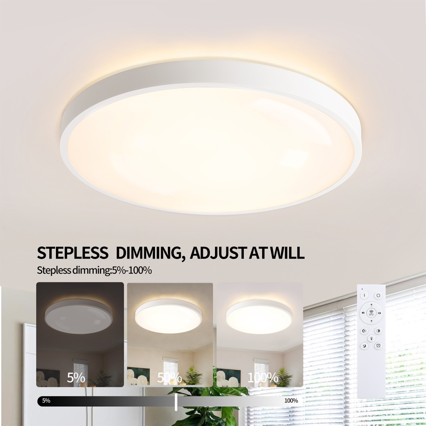 Brilagi - LED ar regulējamu spilgtumu griestu gaismeklis GLASS POOL DOUBLE LED/60W/230V 3000-6000K 50 cm balts + tālvadības pults