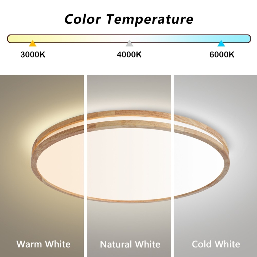BRILAGI - LED dimmējama griestu lampa MOLINA LED/100W/230V 3000-6000K ozols Ø 80 cm + tālvadības pults