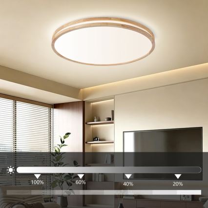 BRILAGI - LED dimmējama griestu lampa MOLINA LED/100W/230V 3000-6000K ozols Ø 80 cm + tālvadības pults