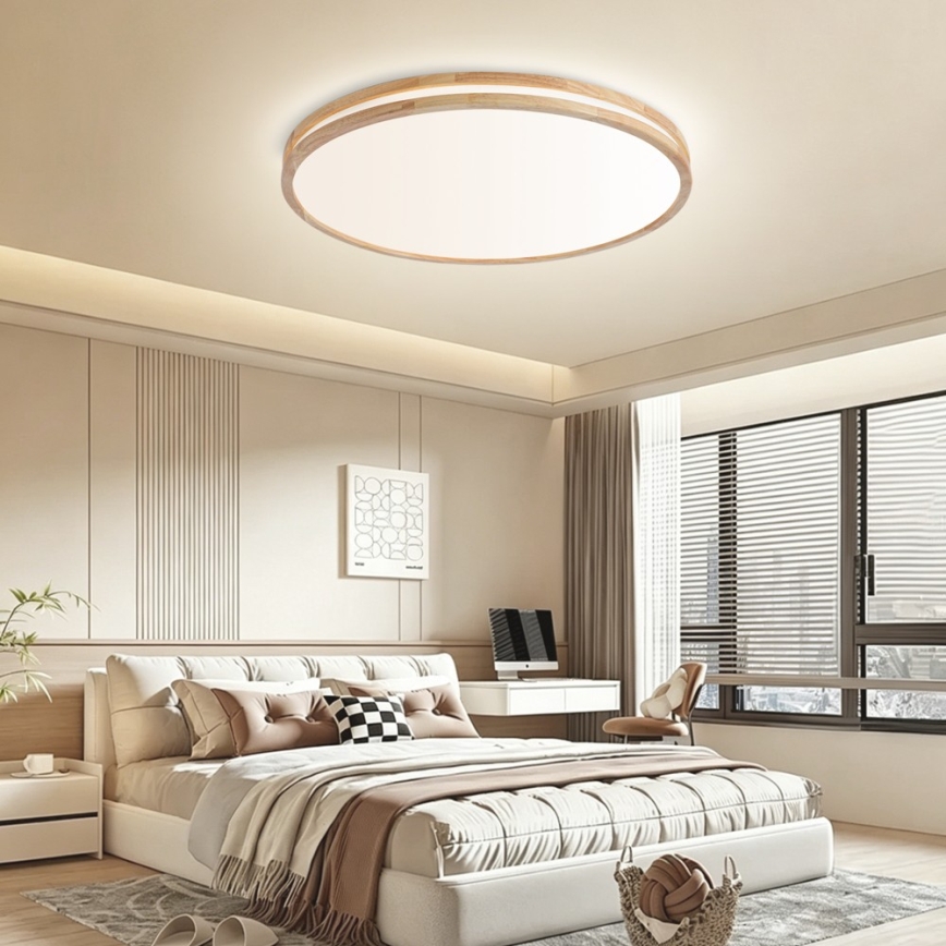 BRILAGI - LED dimmējama griestu lampa MOLINA LED/100W/230V 3000-6000K ozols Ø 80 cm + tālvadības pults