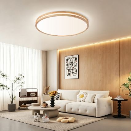 BRILAGI - LED dimmējama griestu lampa MOLINA LED/100W/230V 3000-6000K ozols Ø 80 cm + tālvadības pults