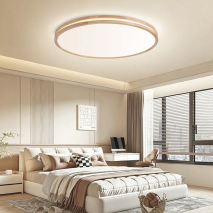 BRILAGI - Dimējams LED griestu gaismeklis MOLINA LED/128W/230V 3000-6000K ozola Ø 100 cm + tālvadības pults