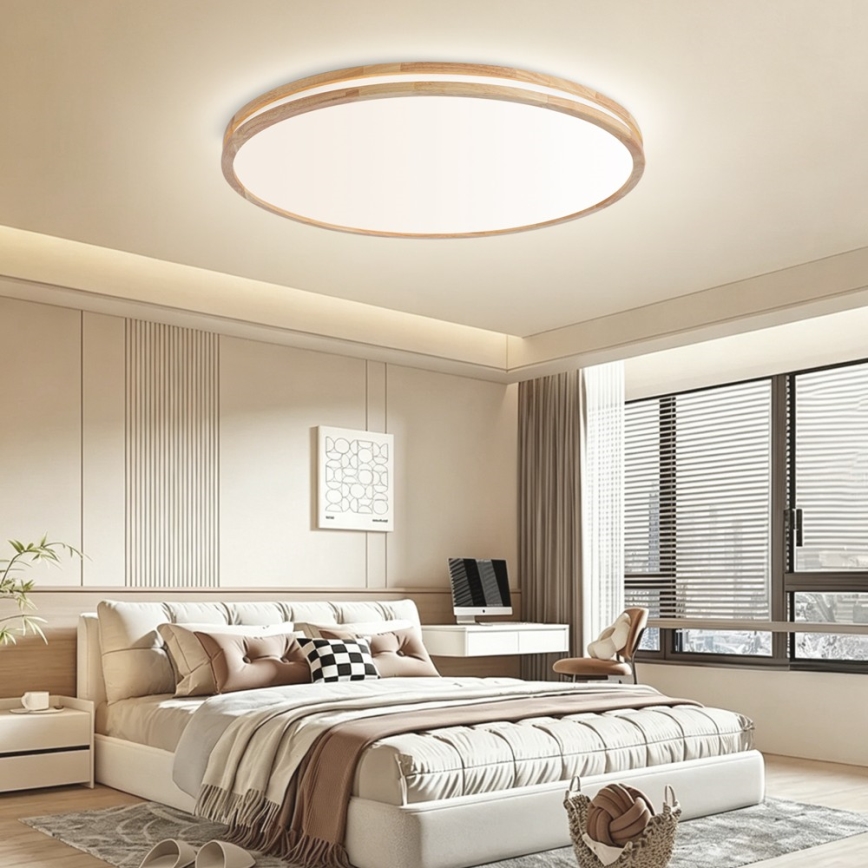 BRILAGI - Dimējams LED griestu gaismeklis MOLINA LED/128W/230V 3000-6000K ozola Ø 100 cm + tālvadības pults