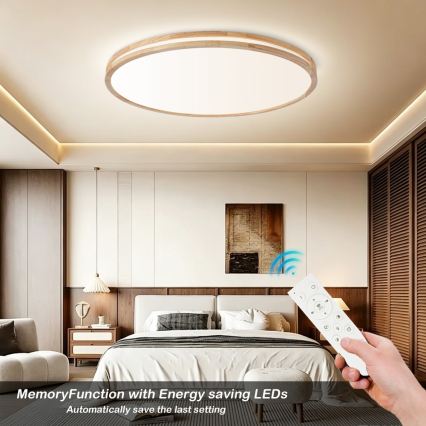 BRILAGI - Dimējams LED griestu gaismeklis MOLINA LED/128W/230V 3000-6000K ozola Ø 100 cm + tālvadības pults