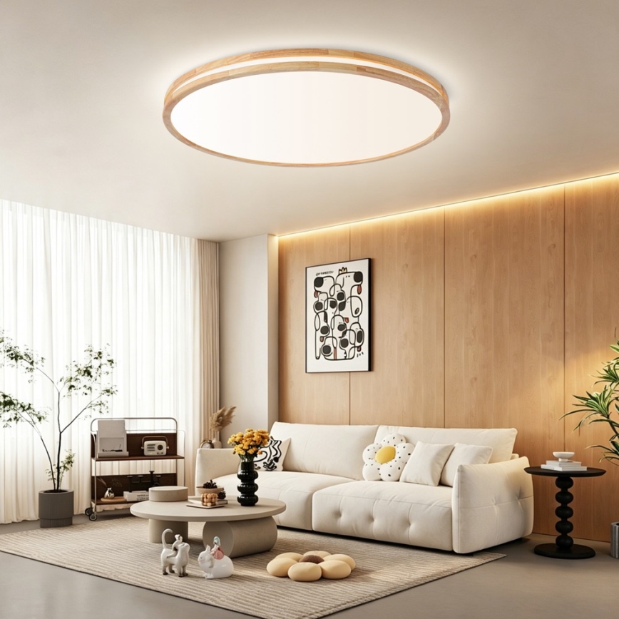 BRILAGI - Dimējams LED griestu gaismeklis MOLINA LED/128W/230V 3000-6000K ozola Ø 100 cm + tālvadības pults