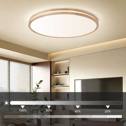 BRILAGI - Dimējams LED griestu gaismeklis MOLINA LED/128W/230V 3000-6000K ozola Ø 100 cm + tālvadības pults