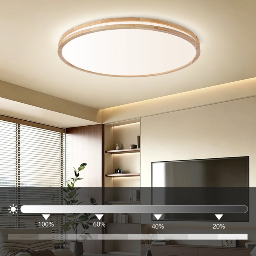 BRILAGI - Dimējams LED griestu gaismeklis MOLINA LED/128W/230V 3000-6000K ozola Ø 100 cm + tālvadības pults