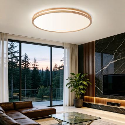 BRILAGI - Dimējams LED griestu gaismeklis MOLINA LED/128W/230V 3000-6000K ozola Ø 100 cm + tālvadības pults