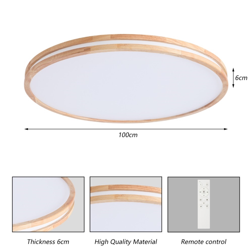 BRILAGI - Dimējams LED griestu gaismeklis MOLINA LED/128W/230V 3000-6000K ozola Ø 100 cm + tālvadības pults