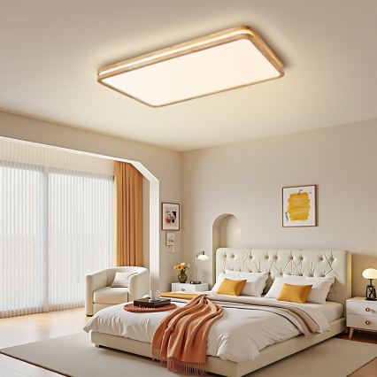 BRILAGI - LED dimējams griestu gaismeklis MOLINA SQUARE LED/128W/230V 3000-6000K ozols 90x60 cm + tālvadība