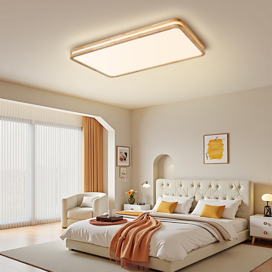 BRILAGI - LED dimējams griestu gaismeklis MOLINA SQUARE LED/128W/230V 3000-6000K ozols 90x60 cm + tālvadība