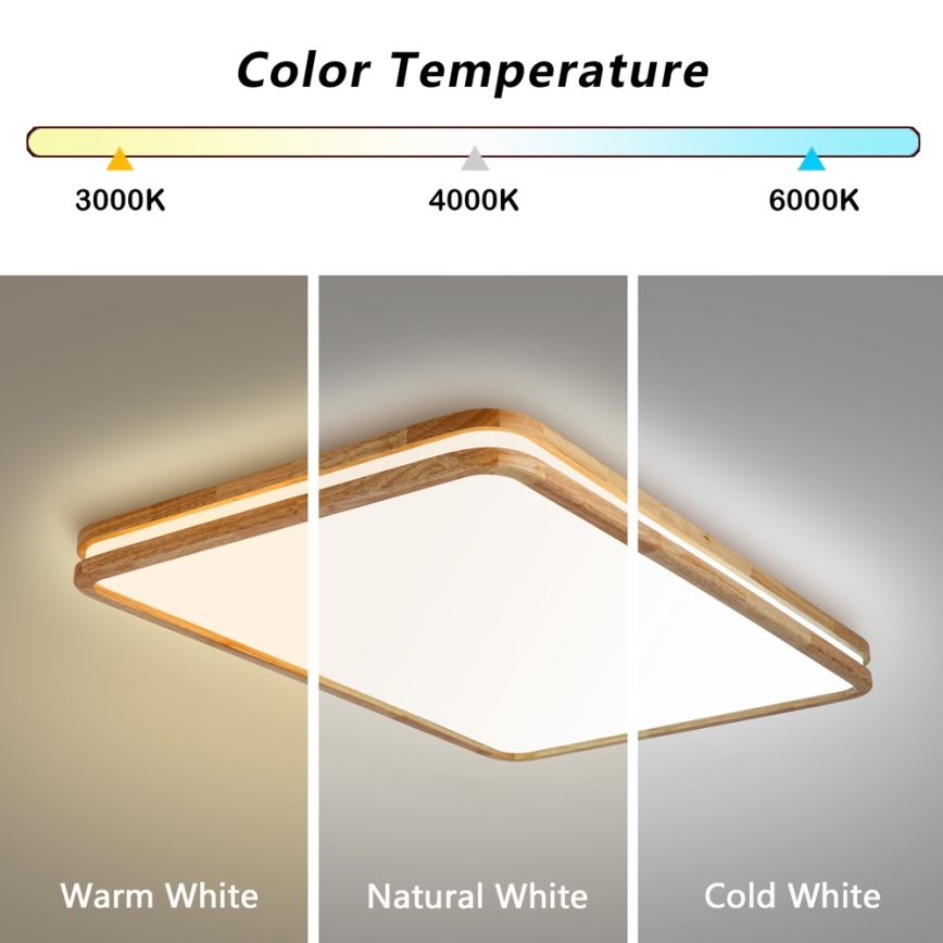 BRILAGI - LED dimējams griestu gaismeklis MOLINA SQUARE LED/128W/230V 3000-6000K ozols 90x60 cm + tālvadība