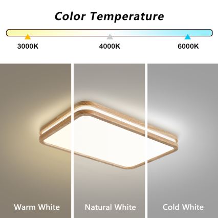 BRILAGI - dimējams LED griestu gaismeklis MOLINA SQUARE LED/54W/230V 3000-6000K ozols 60x40 cm + tālvadības pults