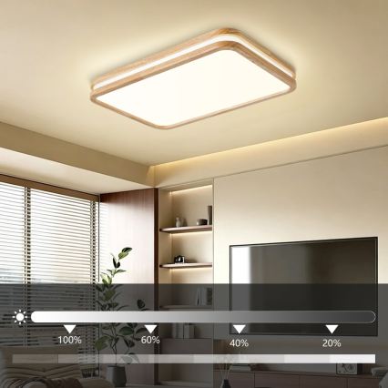 BRILAGI - dimējams LED griestu gaismeklis MOLINA SQUARE LED/54W/230V 3000-6000K ozols 60x40 cm + tālvadības pults
