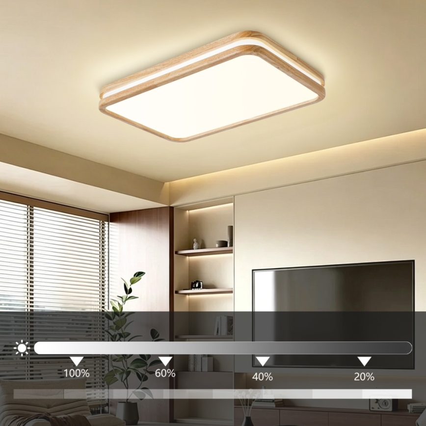 BRILAGI - dimējams LED griestu gaismeklis MOLINA SQUARE LED/54W/230V 3000-6000K ozols 60x40 cm + tālvadības pults