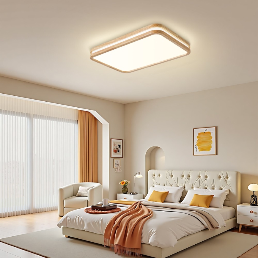 BRILAGI - dimējams LED griestu gaismeklis MOLINA SQUARE LED/54W/230V 3000-6000K ozols 60x40 cm + tālvadības pults