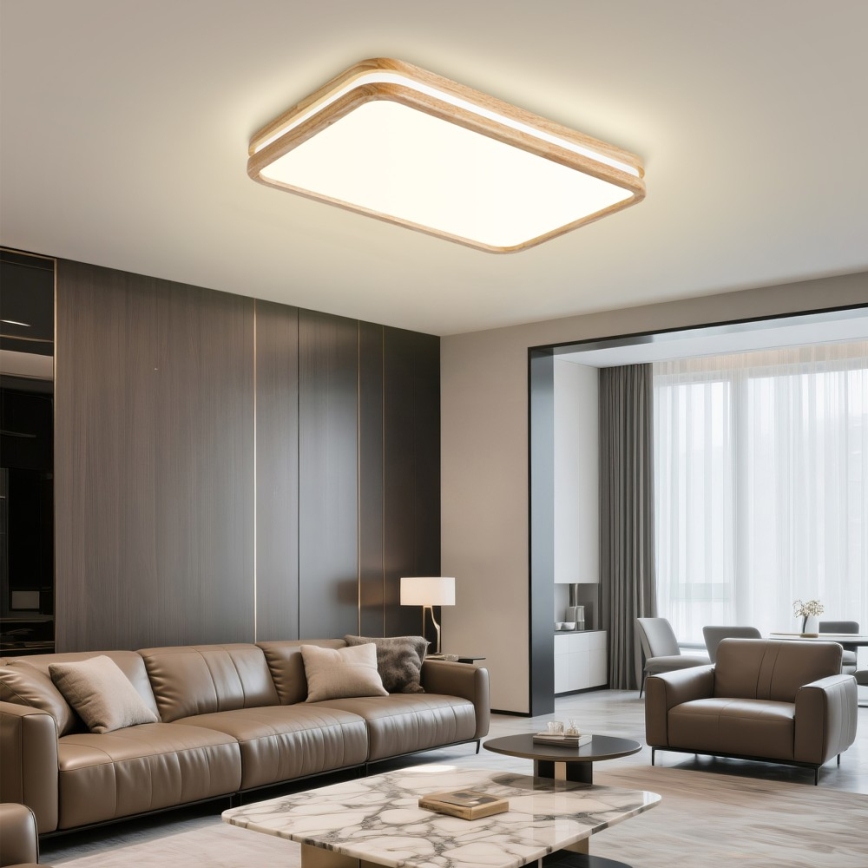 BRILAGI - dimējams LED griestu gaismeklis MOLINA SQUARE LED/54W/230V 3000-6000K ozols 60x40 cm + tālvadības pults