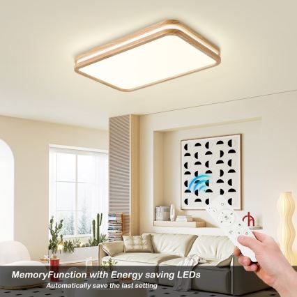 BRILAGI - dimējams LED griestu gaismeklis MOLINA SQUARE LED/54W/230V 3000-6000K ozols 60x40 cm + tālvadības pults