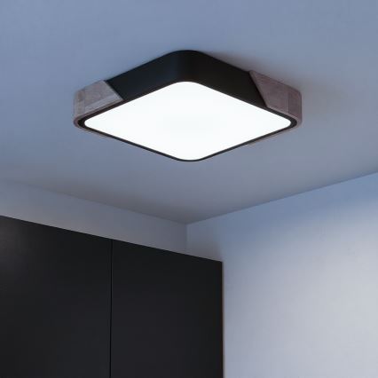 Brilagi - LED griestu gaismeklis PILANA ar regulējamu spilgtumu LED/48W/230V 3000-6500K ozols/melns 42x42 cm + tālvadības pults