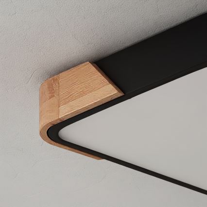 Brilagi - LED griestu gaismeklis PILANA ar regulējamu spilgtumu LED/48W/230V 3000-6500K ozols/melns 42x42 cm + tālvadības pults