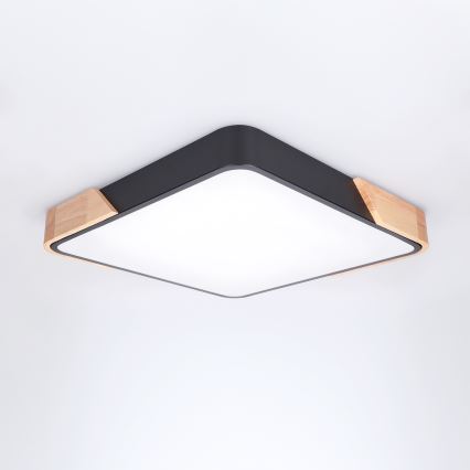 Brilagi - LED griestu gaismeklis PILANA ar regulējamu spilgtumu LED/48W/230V 3000-6500K ozols/melns 42x42 cm + tālvadības pults