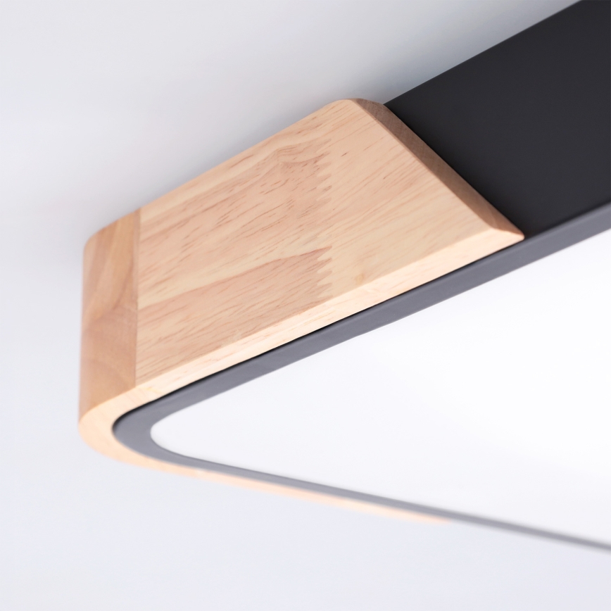 Brilagi - LED griestu gaismeklis PILANA ar regulējamu spilgtumu LED/48W/230V 3000-6500K ozols/melns 42x42 cm + tālvadības pults