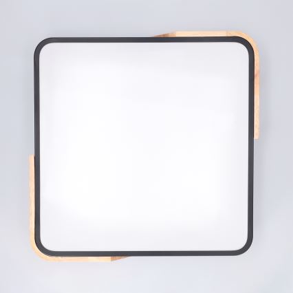 Brilagi - LED griestu gaismeklis PILANA ar regulējamu spilgtumu LED/48W/230V 3000-6500K ozols/melns 42x42 cm + tālvadības pults