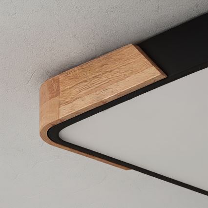 Brilagi - LED dimējamais griestu gaismeklis PILANA LED/48W/230V 3000-6500K ozols/melns 56x56 cm + tālvadība