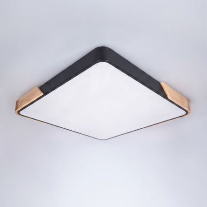 Brilagi - LED dimējamais griestu gaismeklis PILANA LED/48W/230V 3000-6500K ozols/melns 56x56 cm + tālvadība