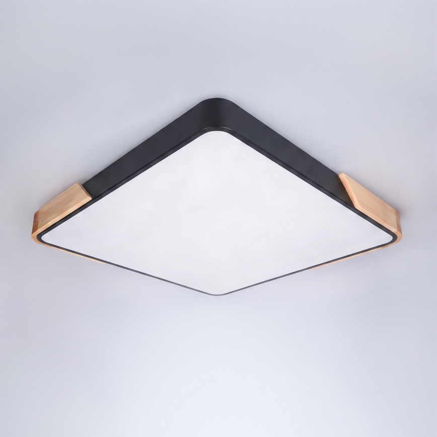 Brilagi - LED dimējamais griestu gaismeklis PILANA LED/48W/230V 3000-6500K ozols/melns 56x56 cm + tālvadība